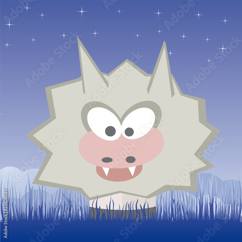wolf on the field vector illustration cartoon