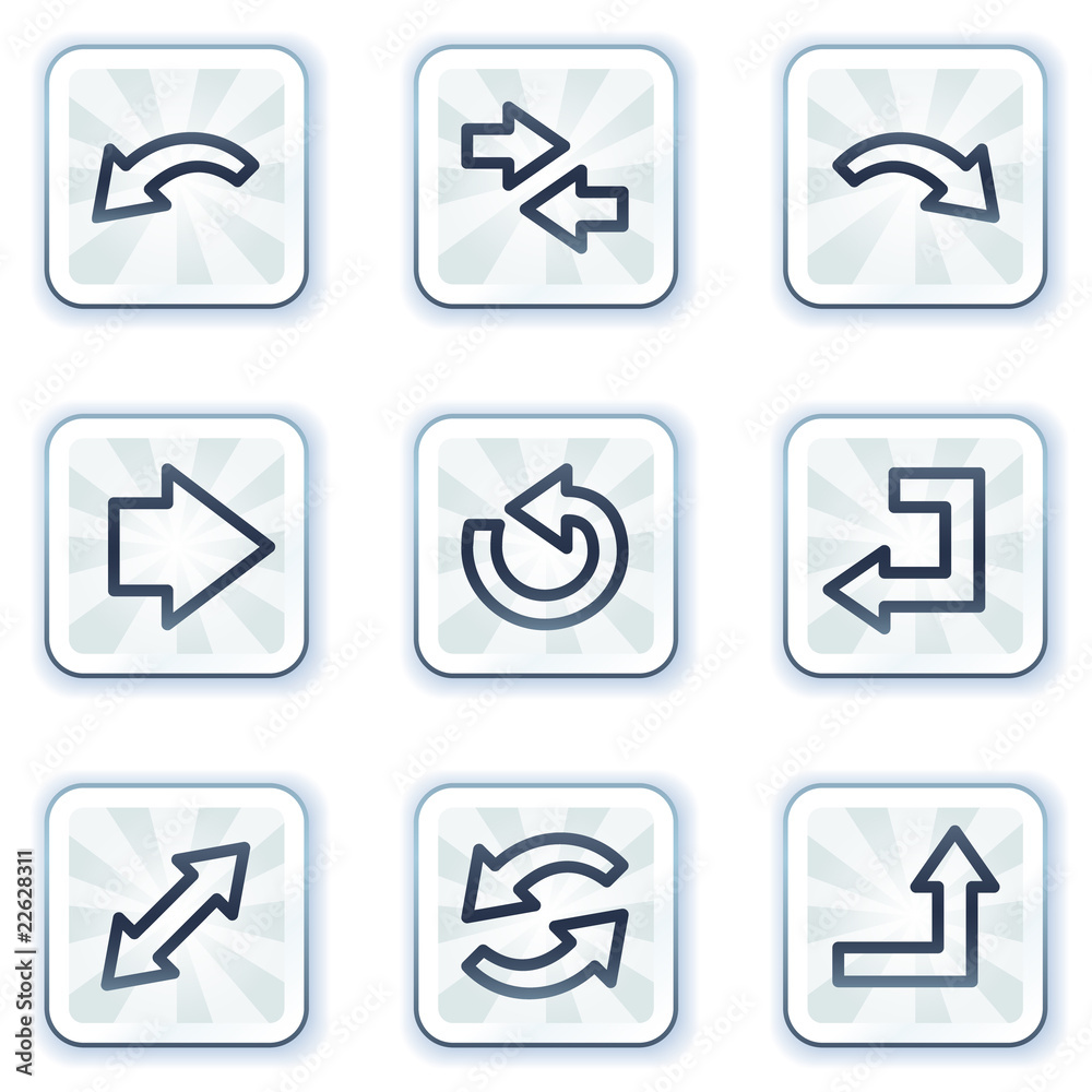 Arrows web icons set 1, white square buttons Arrows web icons set 1, white square buttons