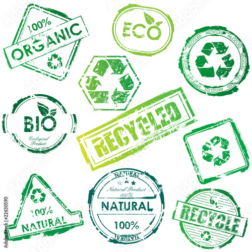 Vector green bio and eco stamps