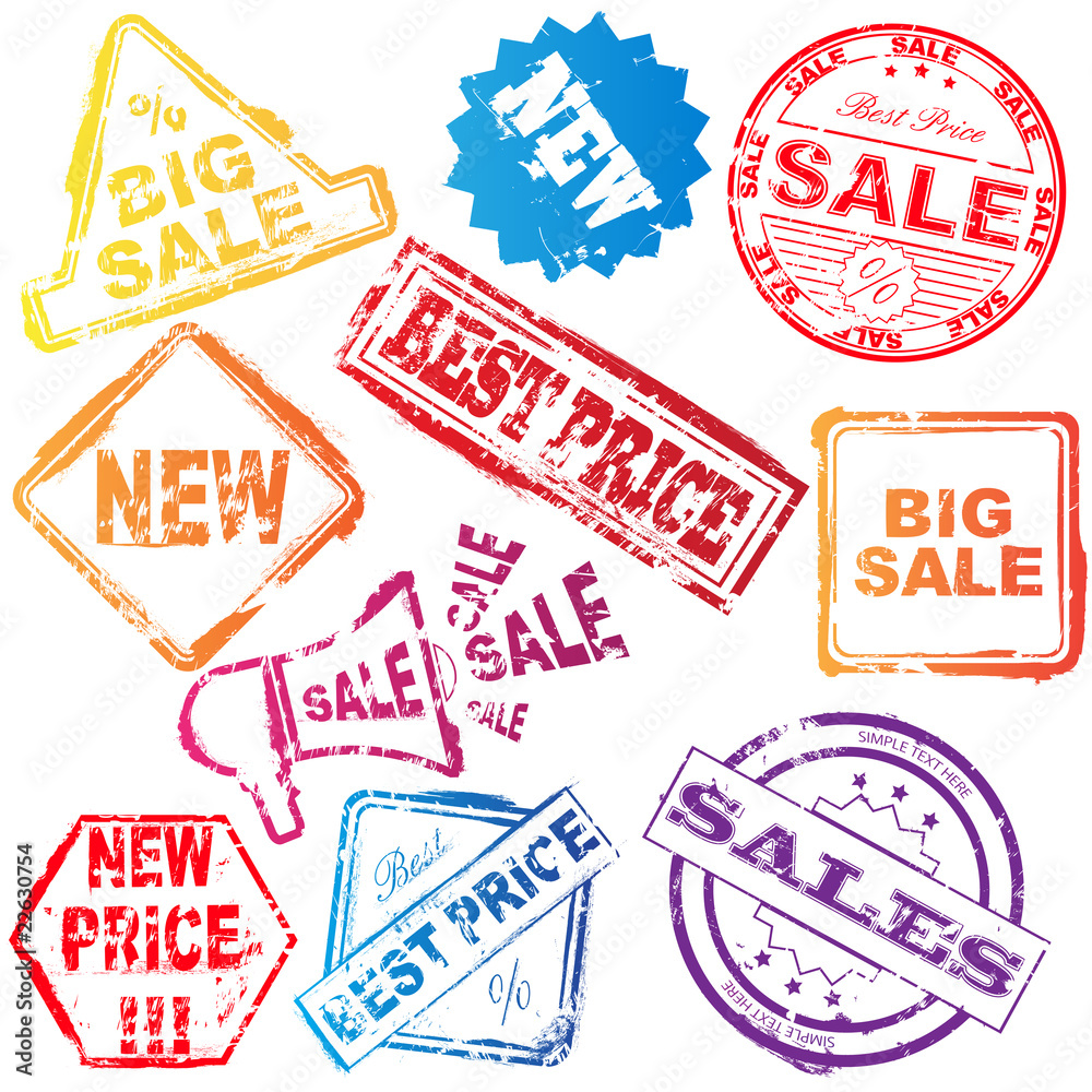 Vector sale stamp set Vector sale stamp set