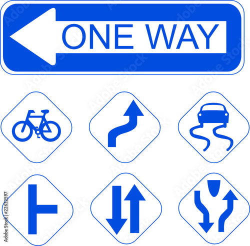blue traffic signs