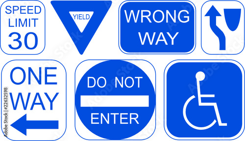 blue traffic signs
