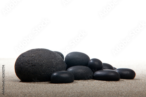 Ambiance zen - pierres noires et sable