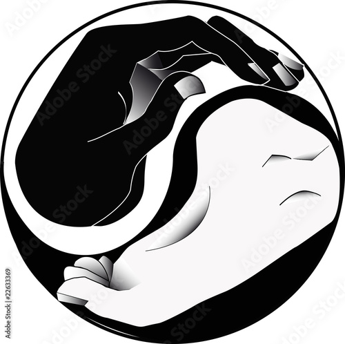 Hand-Fuß-Ying-Yang-Vektor