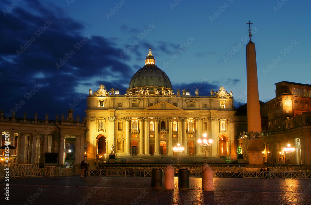 Basilica of Saint Peter at evening in Vatican.