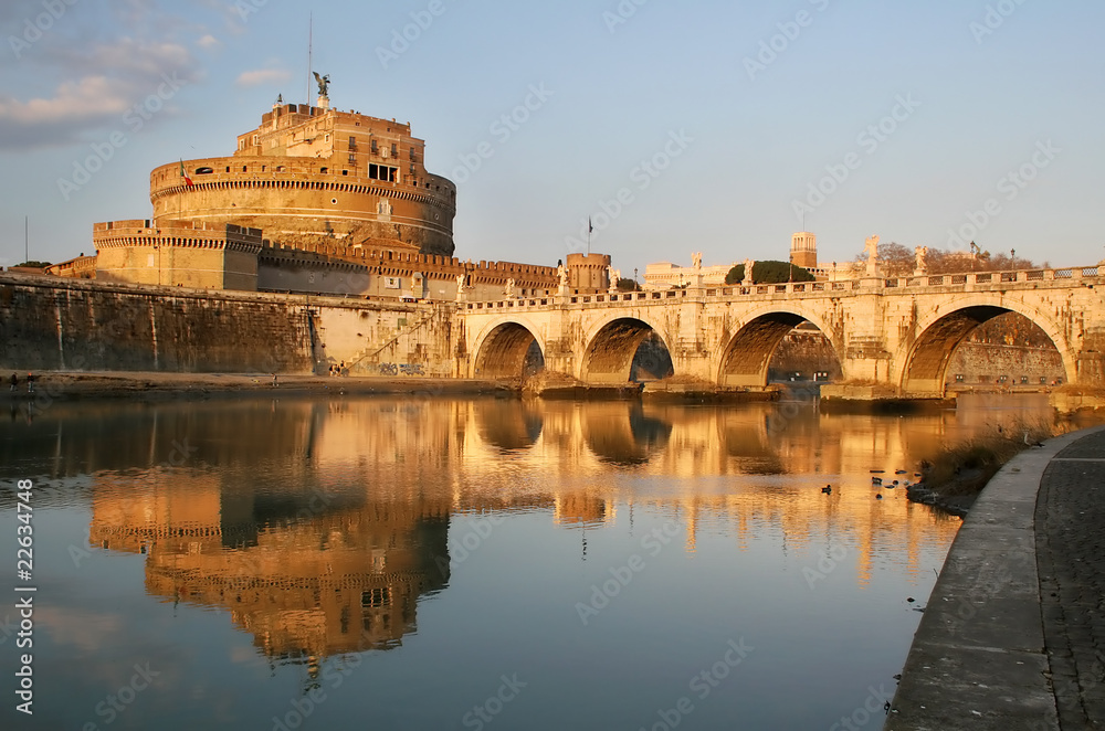View on Saint Angel castle and bridge in Rome, Italy. View on Saint Angel castle and bridge in Rome, Italy.