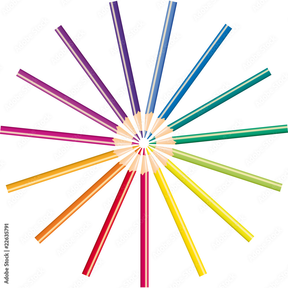 Pencils of different color for drawing, vector illustration