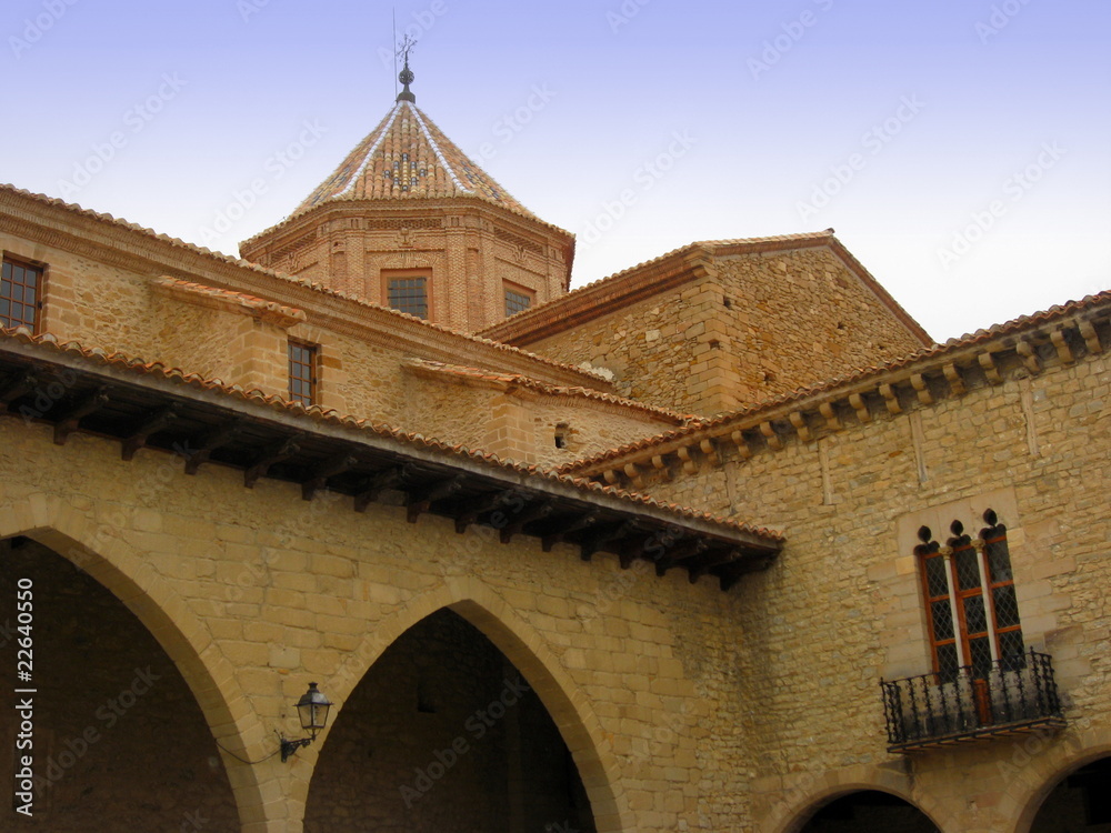 Fototapeta premium Main square Cantavieja village Teruel Spain