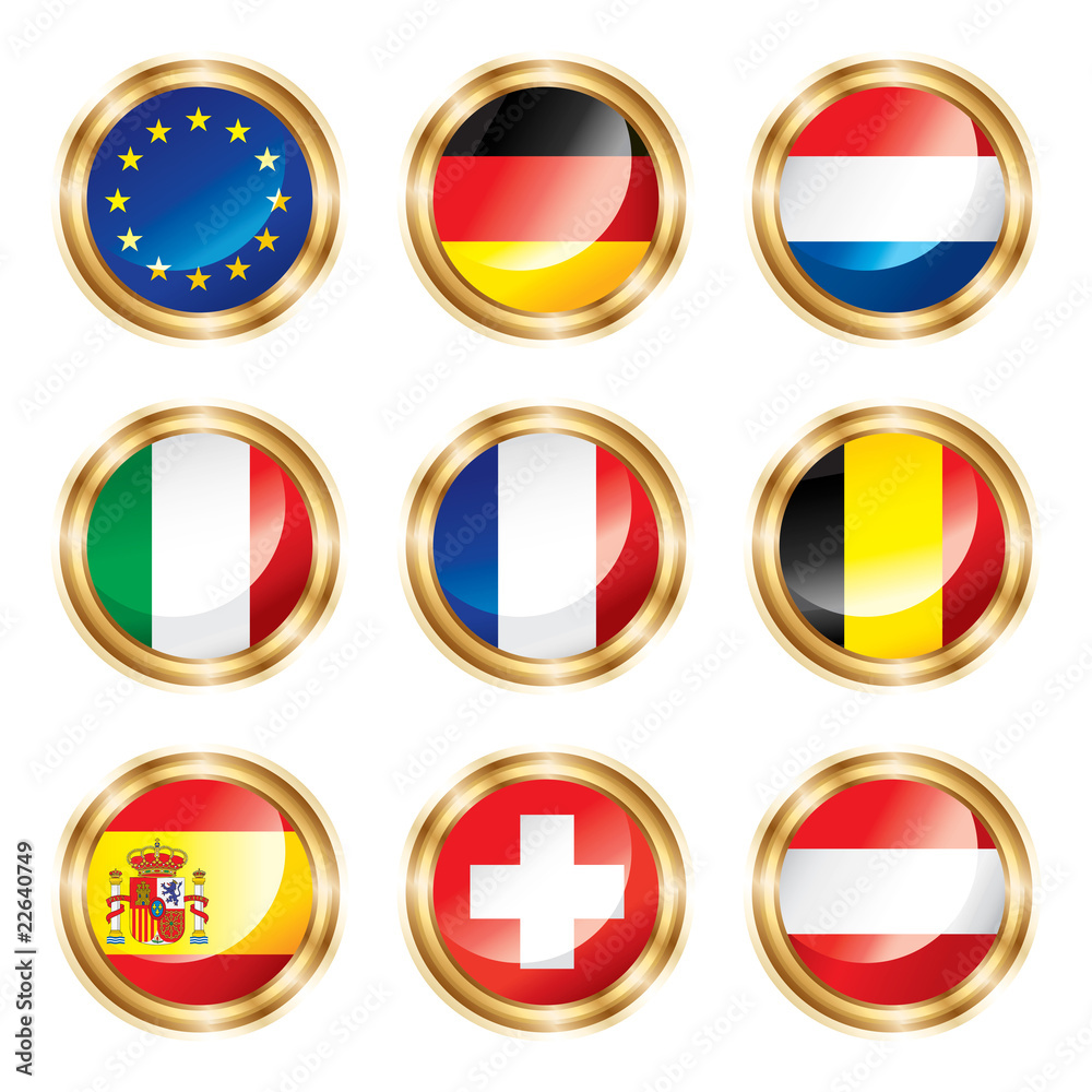 Flag buttons European one. Vector, each in separated layer Flag buttons European one. Vector, each in separated layer
