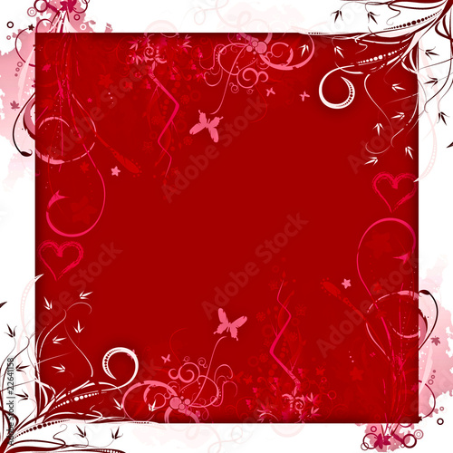 encadrement floral rouge