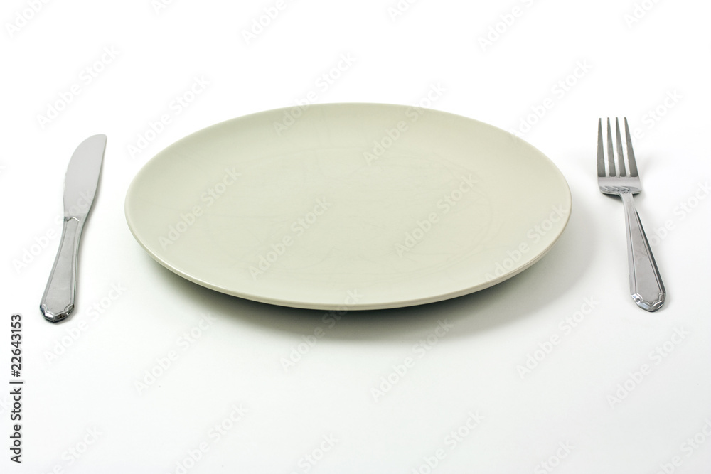Dinner plate and silverware Dinner plate and silverware