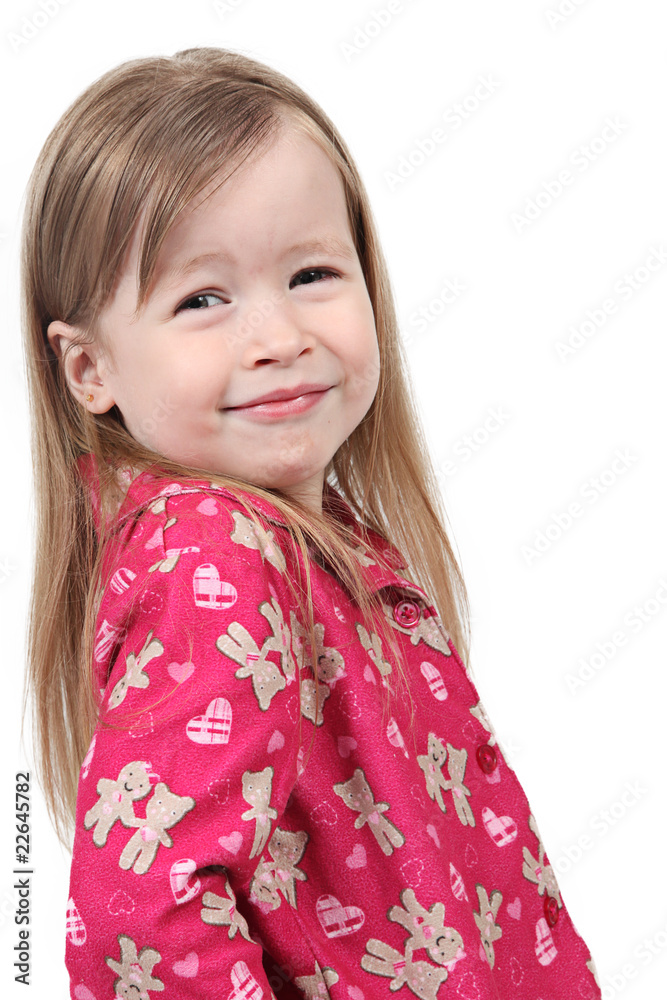 Adorable little girl isolated on white background
