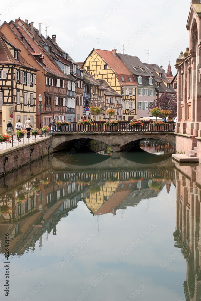 Petite Venice and canal in Colmar, Alsace province of France