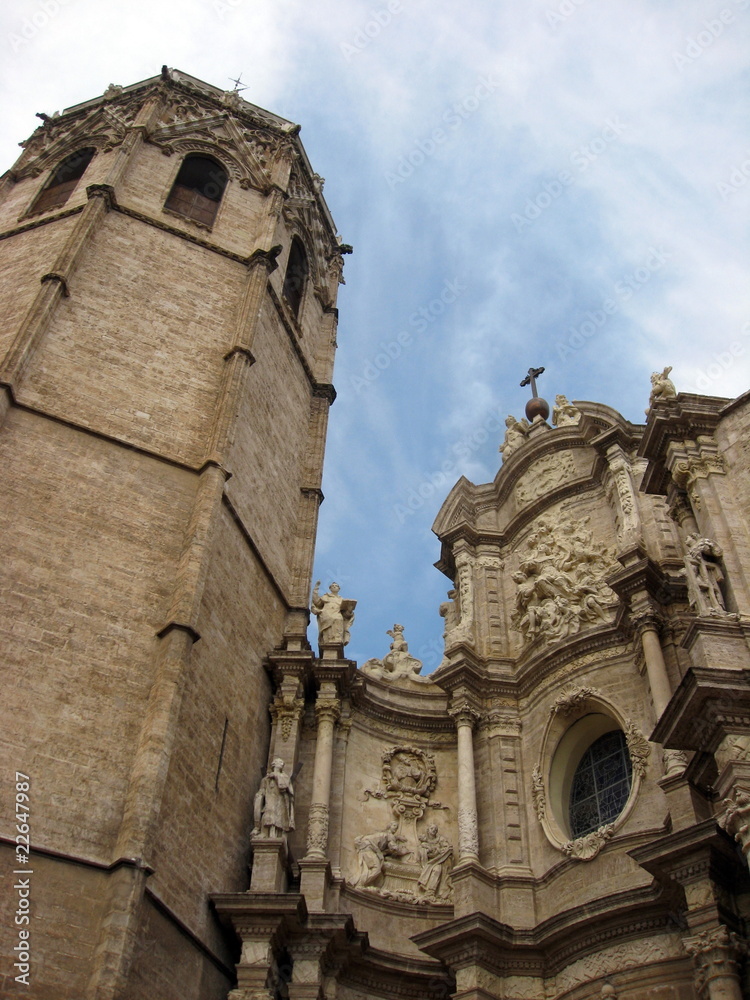Miguelete belfry and Cathedral  Valencia city Spain