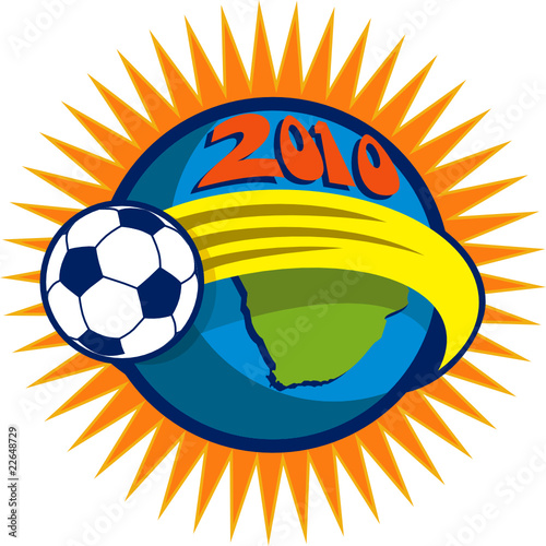 2010 soccer world cup ball and map of south africa