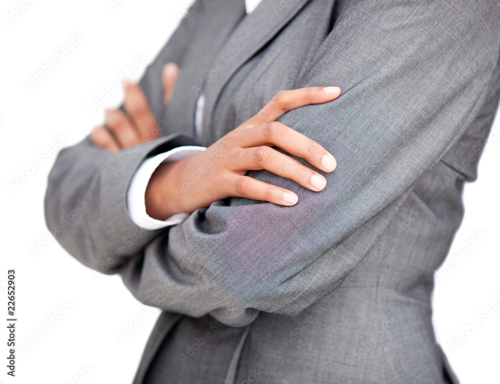 Obraz premium Close-up of a businesswoman with folded arms standing