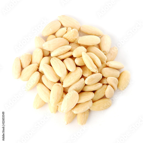 Pile of peeled (blanched) almonds