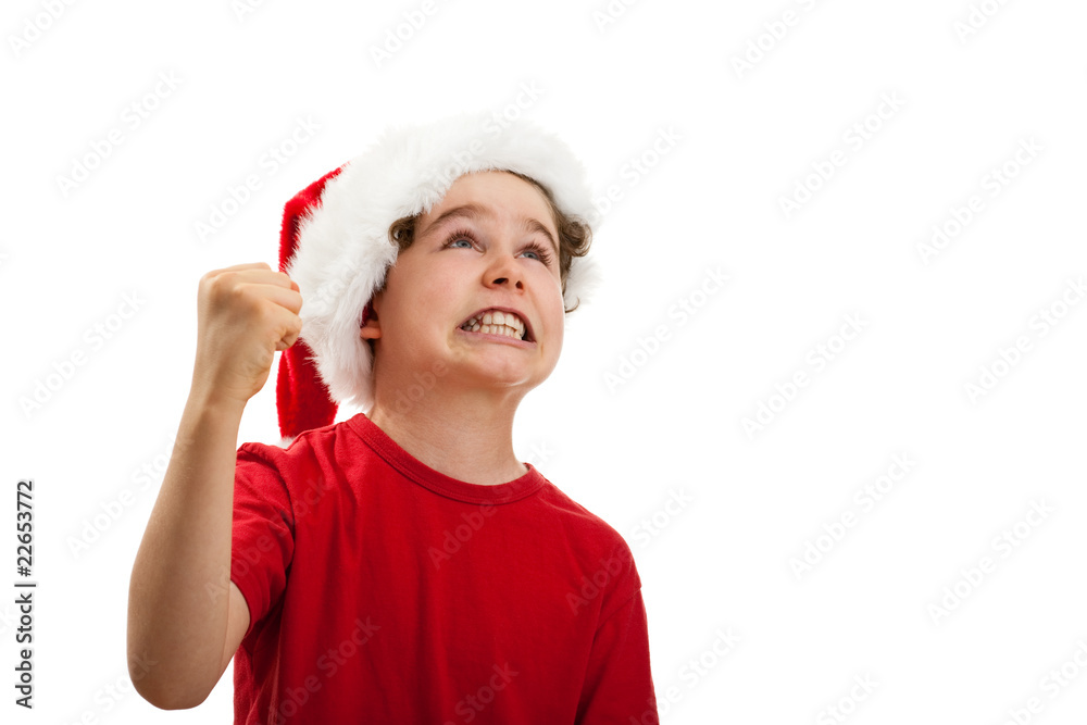 Boy as Santa Claus isolated on white background Boy as Santa Claus isolated on white background