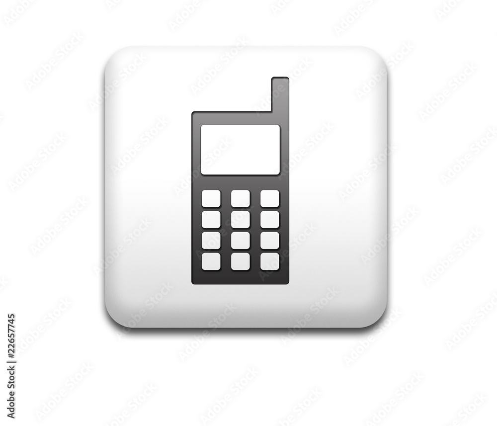 Boton cuadrado blanco simbolo telefonia movil Boton cuadrado blanco simbolo telefonia movil