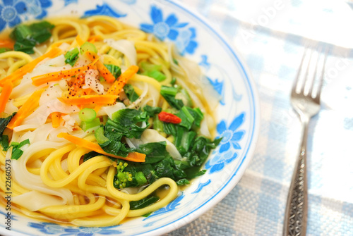 Colorful Asian style soup noodles