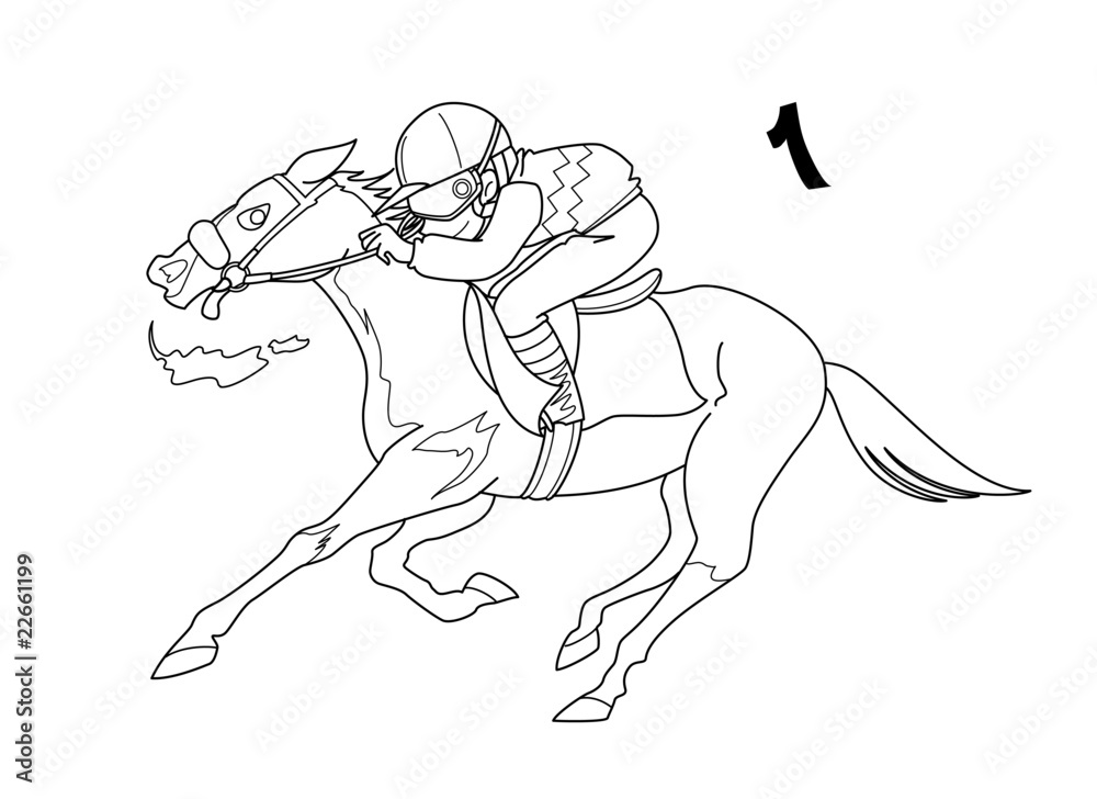 Obraz premium 競馬（線画02）