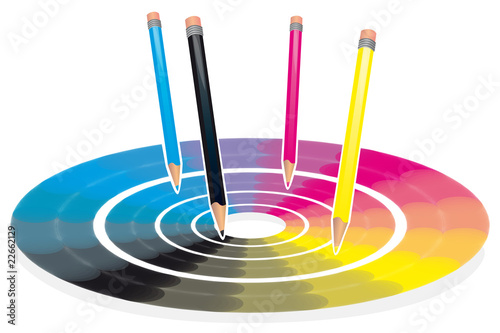 Crayons sur palette de couleurs