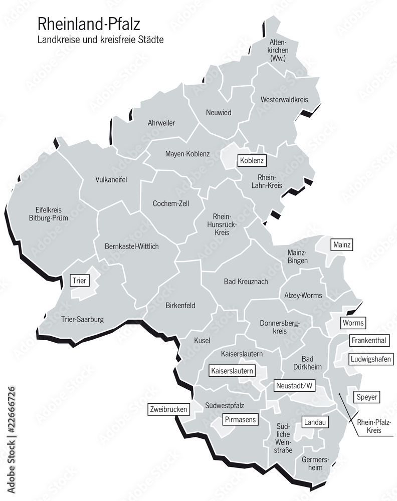 Rheinland-Pfalz, Landkreise und kreisfreie Städte