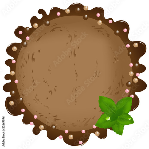 Ball Of Chocolate IceÐCream With Mint Leaves