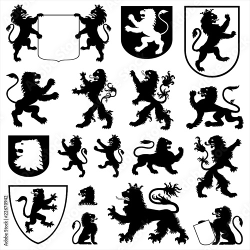 Silhouettes of heraldic lions