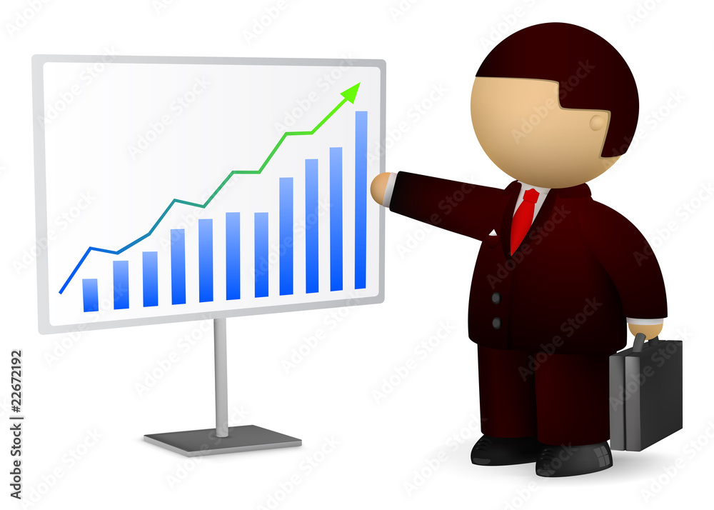 Businessman showing diagram of success