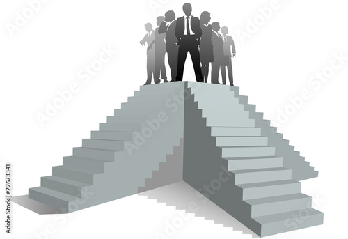 Business team leader people stairs up to success