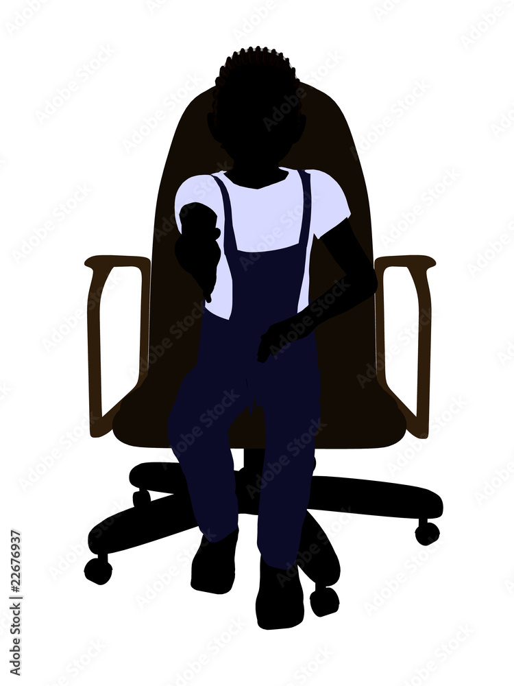 A Boy Sitting In A Chair Illustration Silhouette