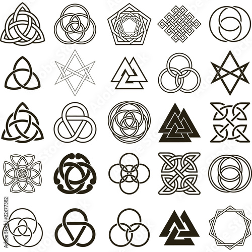 Set of symbols icons vector. Tattoo design set.