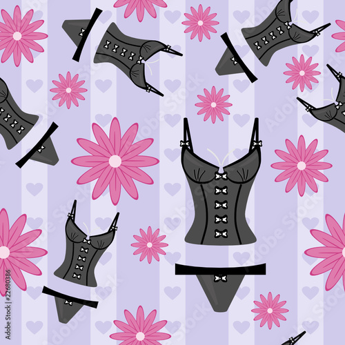 seamless background with lingerie and flowers