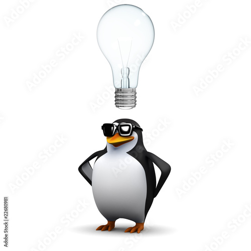 3d Penguins bright idea