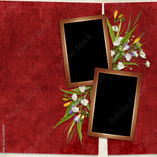 Card for the holiday  with flowers on the abstract background