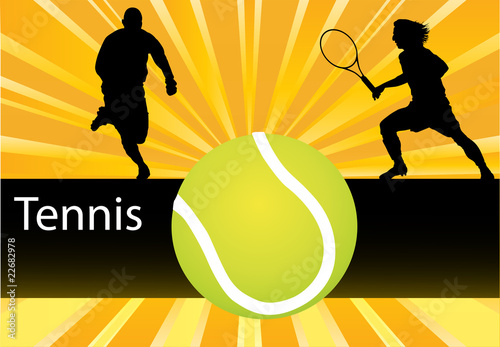 Tennis player on abstract background vector