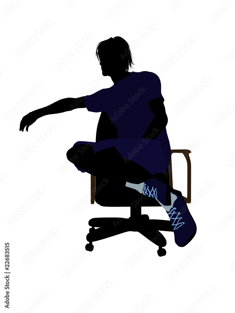 Male Tennis Player Sitting In A Chair Illustration Silhouette