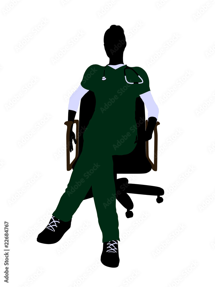 Obraz premium Female Doctor Sitting On A Chair Illustration Silhouette