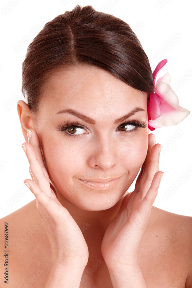 Fototapeta premium Beautiful girl with make up. Isolated.