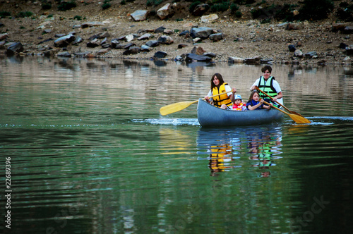 Family Canoeing at Lake