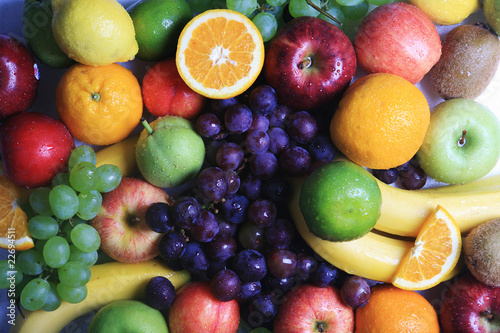 collection of  colorful fruits - background