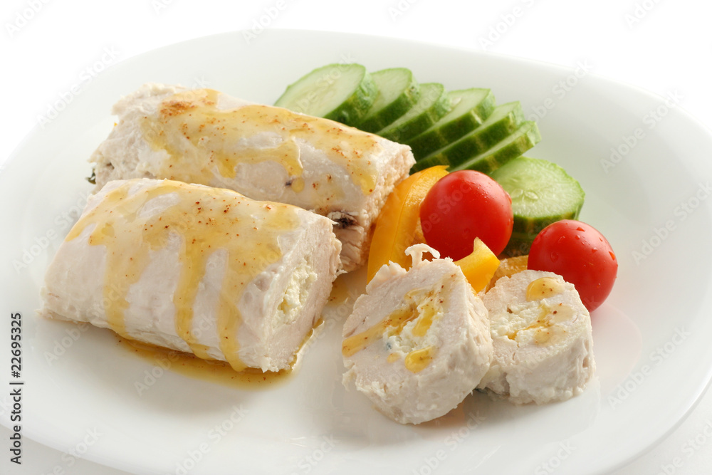 rolled chicken filled cottage cheese