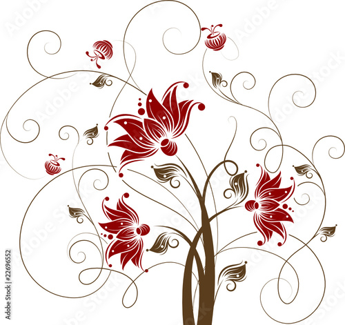 Floral abstract deign element