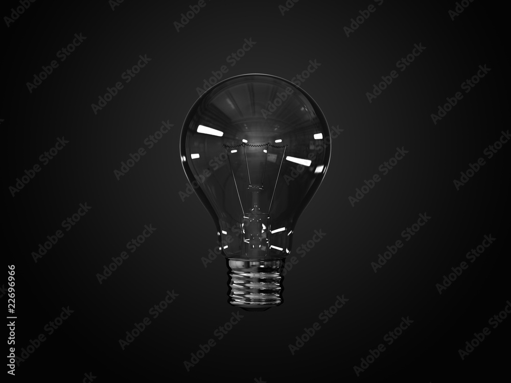 A render of an incandescent lightbulb over a dark background A render of an incandescent lightbulb over a dark background