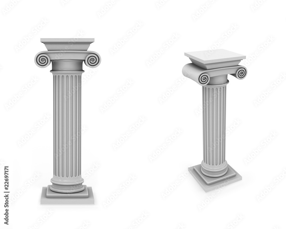 Marble columns frontal and diagonal view