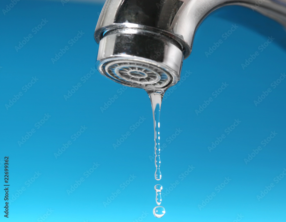 Faucet and water drops Faucet and water drops