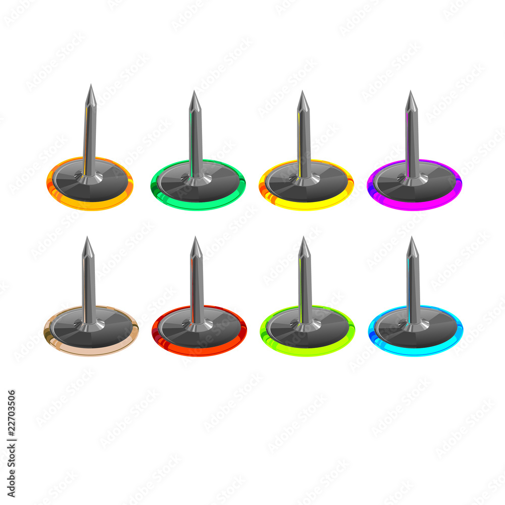 A set of colorfull drawing pins A set of colorfull drawing pins