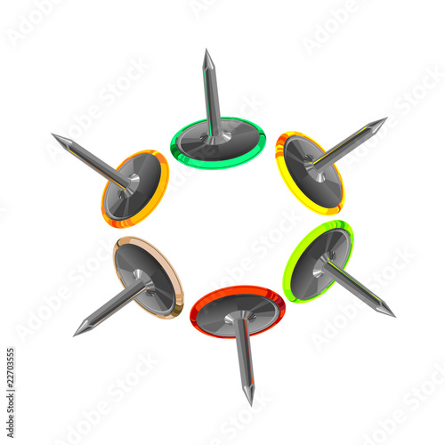 set of colorfull pins in circle