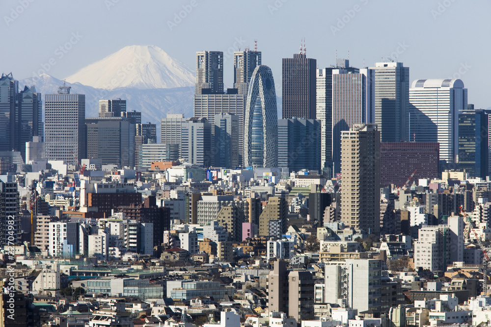富士山と新宿高層ビル街
